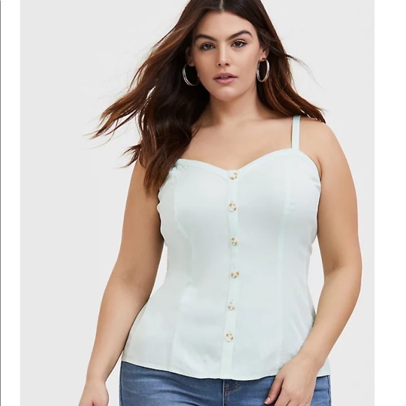 torrid Tops - MINT BLUE CHALLIS FIT & FLARE MIDI CAMI
